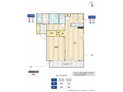 エントピア四方寄B(1LDK/2階)の間取り写真