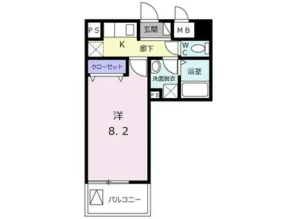 コーラル グラン(1K/2階)の間取り写真