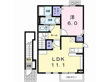 グレイス・ヴィラ(1LDK/2階)の間取り写真