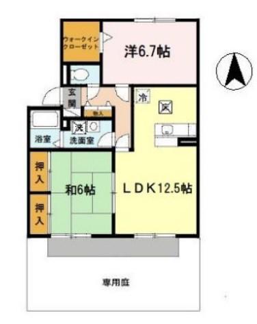 コンフォート春日(2LDK/1階)の間取り写真