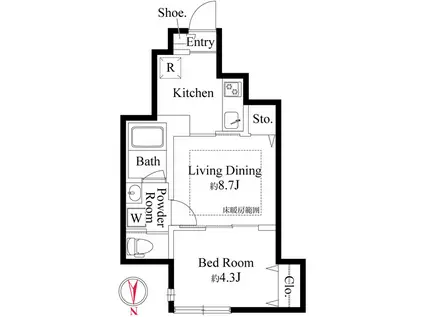 ウッドクレスト荒川レジデンス(1LDK/1階)の間取り写真