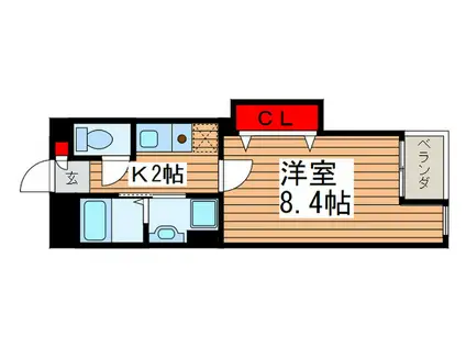 フレアコートAKIMOTO(1K/1階)の間取り写真