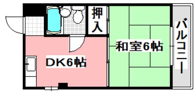 アビタシオン豊津(1DK/3階)の間取り写真