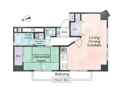 目黒ハイホーム(1LDK/6階)の間取り写真
