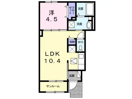 グレーシアI(1LDK/1階)の間取り写真
