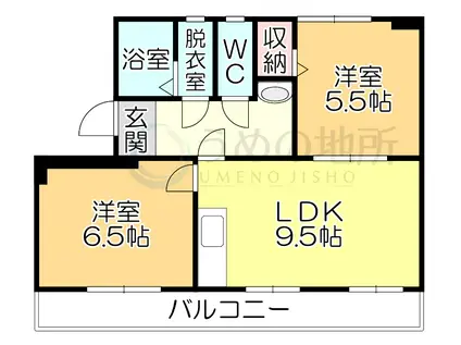 CONCERTO東合川I(2LDK/3階)の間取り写真