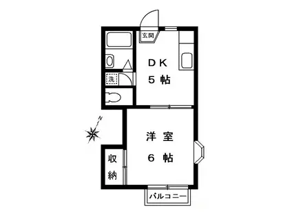 第3くるみ荘(1DK/1階)の間取り写真