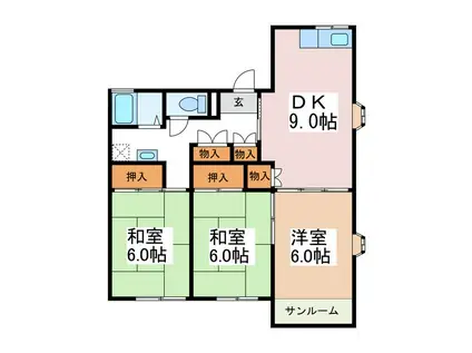 ビレッジ青島(3DK/3階)の間取り写真