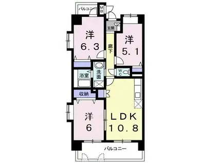 エクセレント・ティア(3LDK/4階)の間取り写真