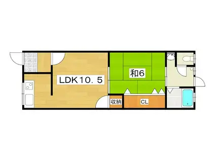 橘ハイツ(1LDK/1階)の間取り写真