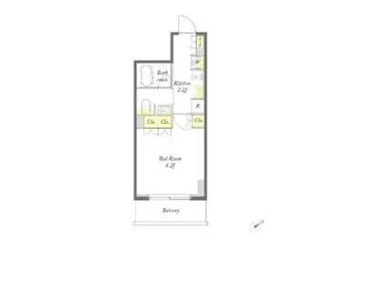 プライムメゾン入谷(1K/9階)の間取り写真