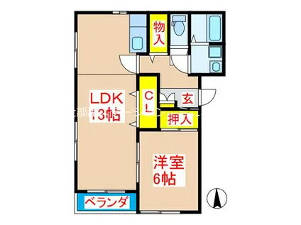 TAKUTOマンション(1LDK/1階)の間取り写真