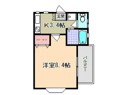 アーバンウエスト(1K/1階)の間取り写真