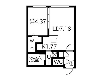 ラピスブラオ発寒(1LDK/4階)の間取り写真
