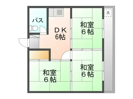 共立マンション港川(3DK/3階)の間取り写真