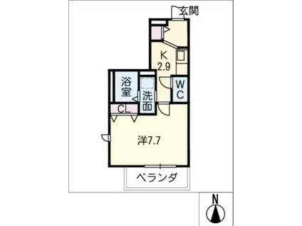 メゾン加納栄町通E(1K/1階)の間取り写真