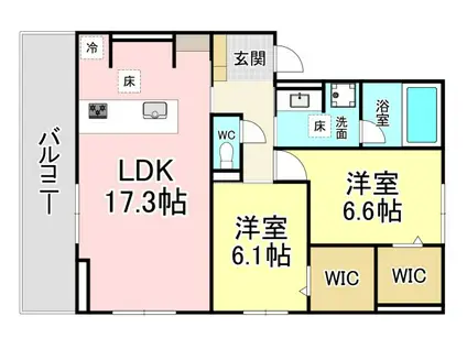DーROOM本城東 B棟(2LDK/2階)の間取り写真