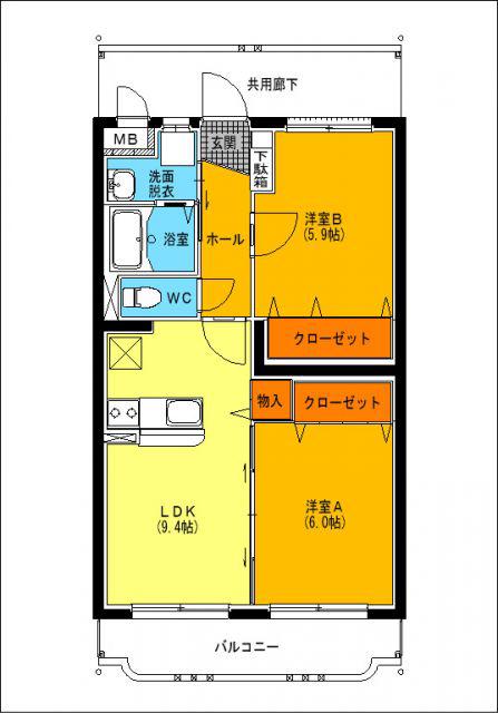 ユーミー成田(2LDK/1階)の間取り写真