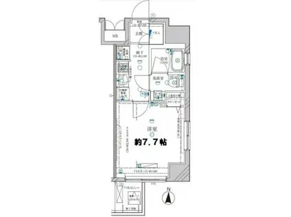 ディアレイシャス菊川(1K/9階)の間取り写真