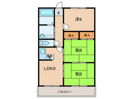 ハイツ鳥井(3LDK/3階)の間取り写真