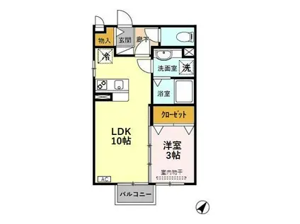 グッドワンB棟(1LDK/2階)の間取り写真