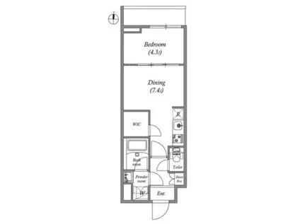クオリタス大島(1DK/4階)の間取り写真