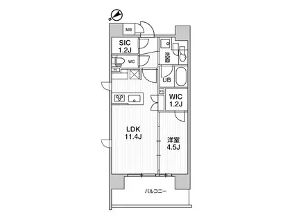 DUE入谷III(1LDK/7階)の間取り写真