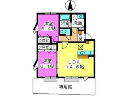 ツインコート(2LDK/1階)の間取り写真