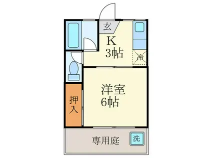 ハイツグリーン(1K/2階)の間取り写真