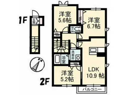 グランシャリオ(3LDK/2階)の間取り写真