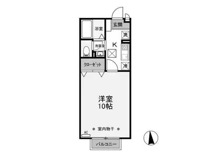 リビングタウン上並榎(1K/1階)の間取り写真