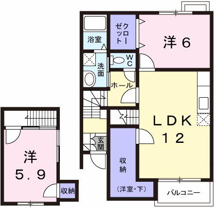 フローレス(2LDK/2階)の間取り写真
