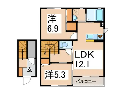 エルウイング城南(2LDK/2階)の間取り写真