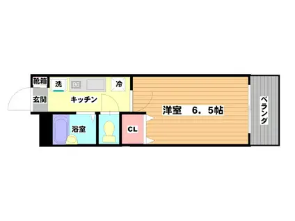 ヒルバレー阪口(1K/2階)の間取り写真