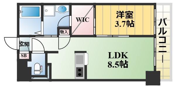 プレサンスNEO長堂アウローラ(1LDK/8階)の間取り写真