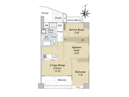 メロディーハイム新梅田(2SLDK/2階)の間取り写真