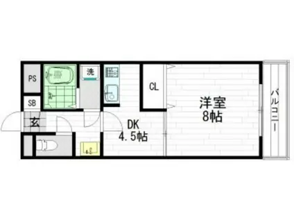 ローズマンションCHIE(1DK/2階)の間取り写真