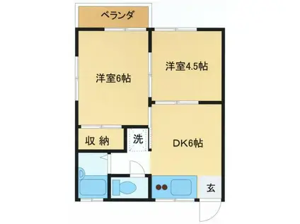豊栄コーポ(2DK/2階)の間取り写真