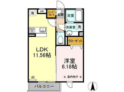 ソレイユ(1LDK/3階)の間取り写真