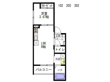 ソーサリー柏木(1LDK/2階)の間取り写真