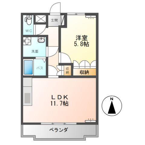 フォル・ルスト(1LDK/2階)の間取り写真