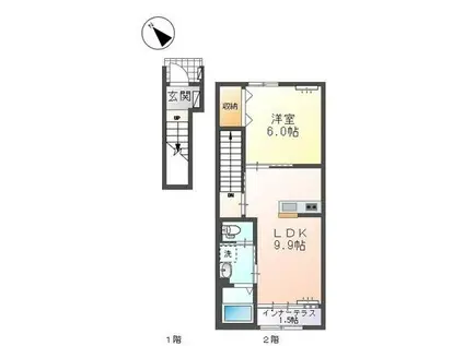 F・D・I(1LDK/2階)の間取り写真