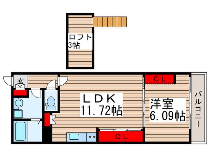 コート浦和仲町(1LDK/3階)の間取り写真