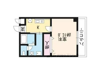 エクセレント・ビュー・かも川(1K/5階)の間取り写真