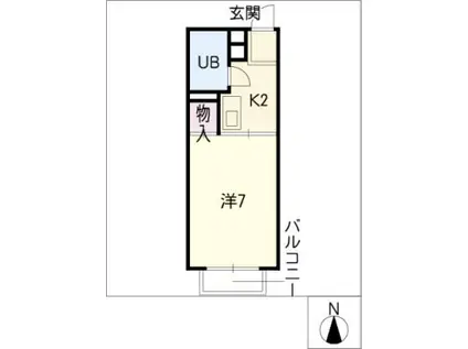 ドーミトリ前山C棟(1K/2階)の間取り写真