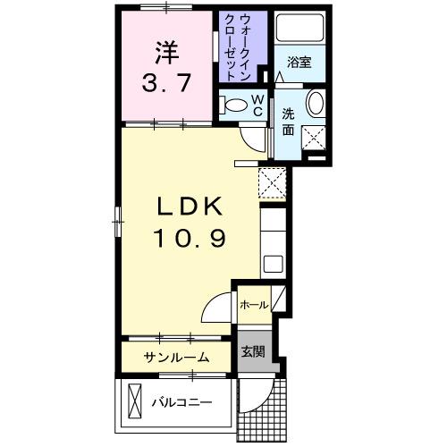ハイシード平和(1LDK/1階)の間取り写真