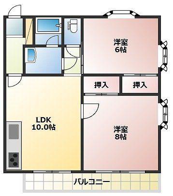 カーサアセーボ(2LDK/2階)の間取り写真