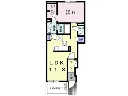 ＪＲ紀勢本線 黒江駅 徒歩23分 2階建 築8年(1LDK/1階)の間取り写真