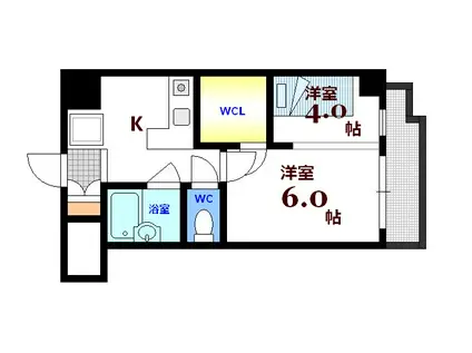ラポール中島(1DK/2階)の間取り写真