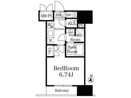リージア上杉一丁目(1K/12階)の間取り写真